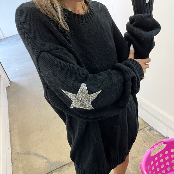 ADORABLE LF oversized chunky knit sweater with stars on elbows - Picture 2 of 2